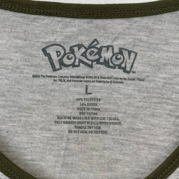 Pokemon Womens V Neck Jersey Size Large Gray and Green - Picture 4 of 4